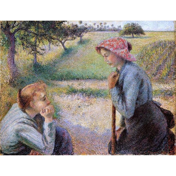 Camille Pissarro Two Peasant Woman Chatting, 21"x28" Wall Decal