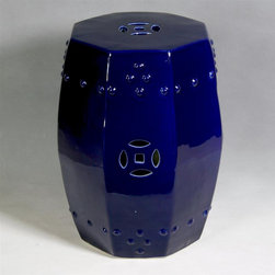 Octagonal Cobalt Blue Garden Stool - Accent And Garden Stools