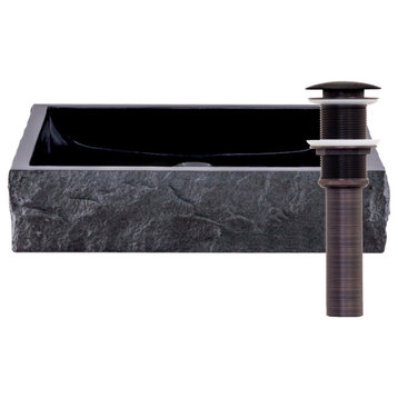 Miseno MVS-NOSV-ANSQ 18" Rectangular Granite Vessel Bathroom Sink - Black / Oil
