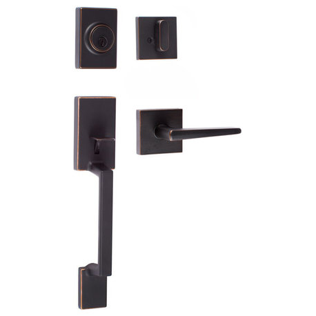 Modern Series Stockholm Handleset With Square Thumb Turn, Vintage Bronze