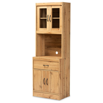 Collene Modern Kitchen Cabinet/Hutch, Oak Brown