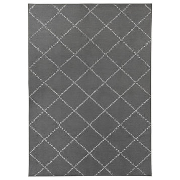 My Magic Carpet Medina Moroccan Diamond Gray Rug, 5'x7'