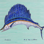 Betsy Drake - Sailfish on Teal Door Mat 18x26 - These decorative floor mats are made with a synthetic, low pile washable material that will stand up to years of wear. They have a non-slip rubber backing and feature art made by artists Dick Hamilton and Betsy Drake of Betsy Drake Interiors. All of our items are made in the USA. Our small door mats measure 18x26 and our larger mats measure 30x50. Enjoy a colorful design that will last for years to come.