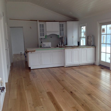 Amagansett: Wide plank White Oak installed, finished natural with Bona Traffic