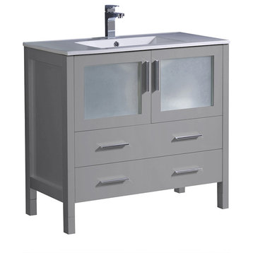 Fresca Torino 36" Gray Modern Bathroom Cabinet With Integrated Sink