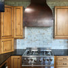 36" Hammered Copper Wall Mounted Campana Range Hood With Screen Filters