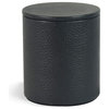 Genuine Leather Bathroom Round Jar With Lid/Storage Canister, Black