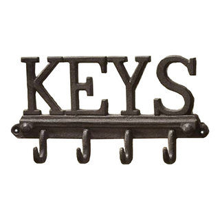 Key Holder Metal Wall Mounted Keys Hook Home Decor Keys Rustic Western Cast  Iron Key Hanger Decorative Key Organizer Rack with 5 Hooks for Front Door