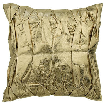 Gold 18"x18" Pillow Cover, Leather & Suede, Solid Color, Stunning Gold