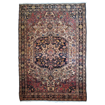 Handmade Antique Persian Sarouk Farahan Rug, 4'x6.3', 122cmx192cm 1900s