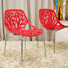 Birch Sapling Plastic Modern Dining Chairs, Red, Set of 2
