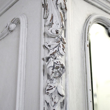 20th Century Louis XV Style Carved French Armoire Painted Antique White