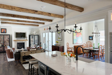 Farmhouse living room photo in Charlotte