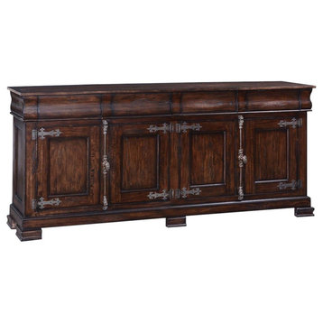 Sideboard Philippe Rustic Pecan Solid Wood French Cremone 4 Doors 4