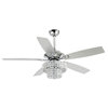52-in Crystal Chandelier Ceiling Fan With LED Light and 5 Blades, Chrome