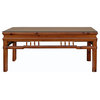 Rectangular Glass Top Coffee Table With Chinese Old Windows Panel Design
