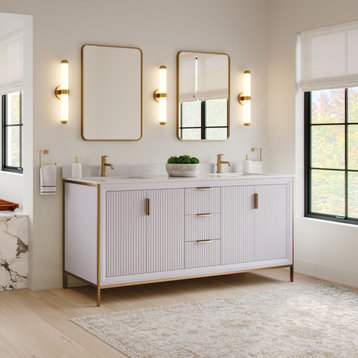 The Everleigh Bathroom Vanity, Double Sink, 72", White, Freestanding