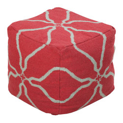 Red Abstract Floral Pouf - Floor Pillows And Poufs