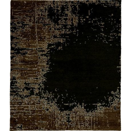 Charred B Wool Hand Knotted Tibetan Rug, 6' Square