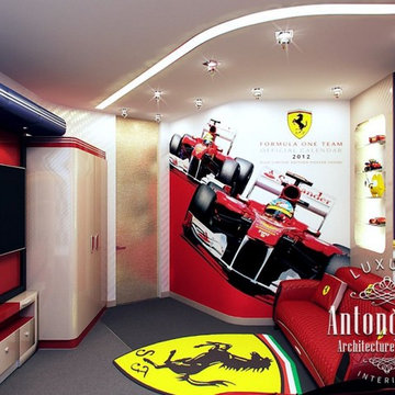 Child's room design in Ferrari style