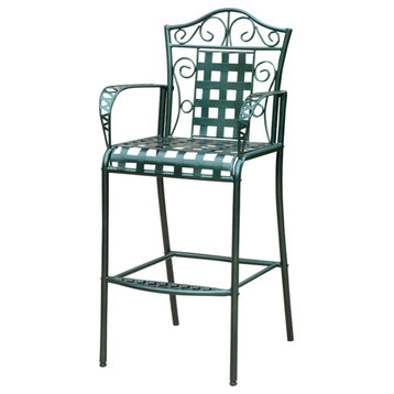 Mandalay Iron Bar-Height Dining Chairs, Set of 2, Hammered Verdi Gris