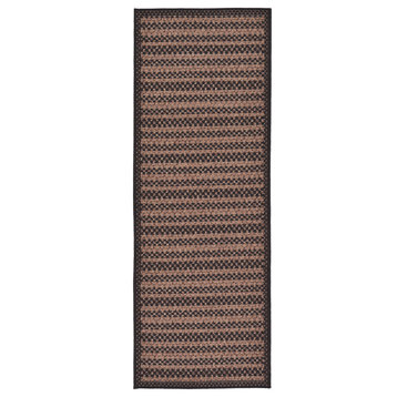 Unique Loom Brown Checkered Outdoor 2'x6' Runner Rug