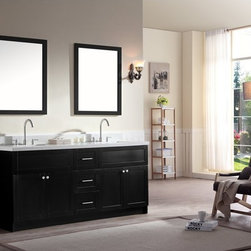 73 inch Transitional Double Sink Bathroom Vanity Set in Black Finish - Bathroom Vanities And Sink Consoles