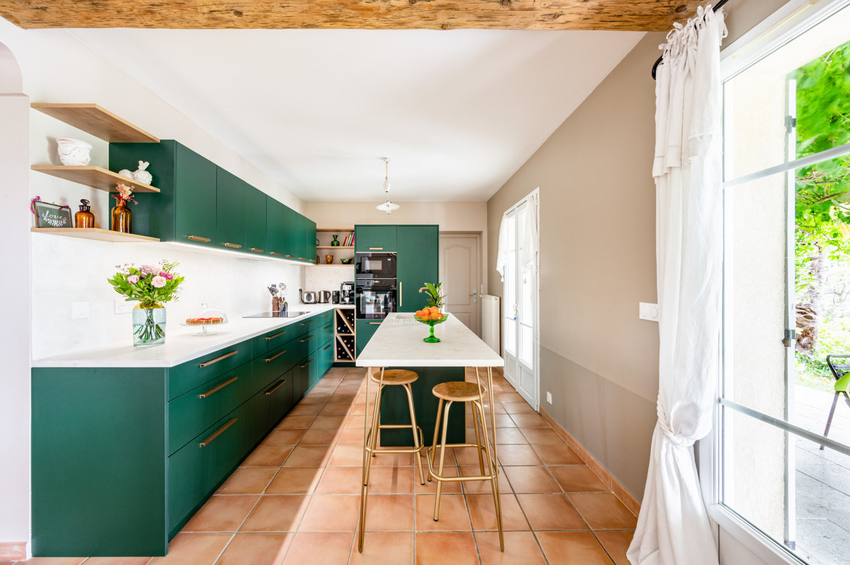 Cuisine verte et marbre