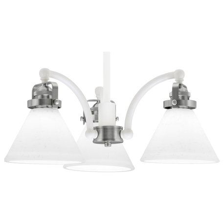 Easton 3 Light, Chandelier, White & Brushed Nickel Finish, 7" White Muslin