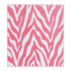 Zebra Light Pink Area Rug for Dining Room, Made In USA, 5' x 5'