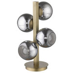 Trend Lighting - Lunette 4-Light Aged Brass Table Lamp - Add mid-century modern style to your home with the Lunette collection of lighting.  An aged brass finish combines beautifully with gorgeous, smoked handblown glass shades.  Lunette will pair nicely with bold color palettes.