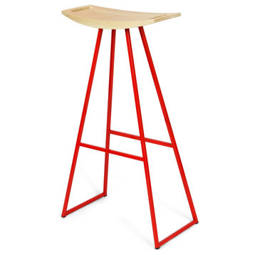 Roberts Bar Stool Red, Maple