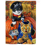 Breeze Decor - Halloween Halloween Kittens 2-Sided Vertical Impression House Flag - Size: 28 Inches By 40 Inches - With A 4"Pole Sleeve. All Weather Resistant Pro Guard Polyester Soft to the Touch Material. Designed to Hang Vertically. Double Sided - Reads Correctly on Both Sides. Original Artwork Licensed by Breeze Decor. Eco Friendly Procedures. Proudly Produced in the United States of America. Pole Not Included.