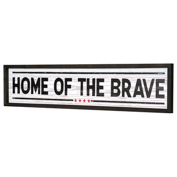 American Art Decor Home of The Brave Wood Novelty Wall Sign 36"x8"