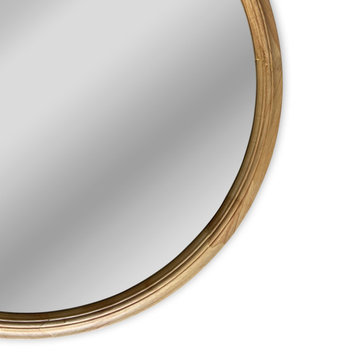 Chloe's Reflection Contemporary Maple Wood Round Framed Wall Mirror, 36" Width
