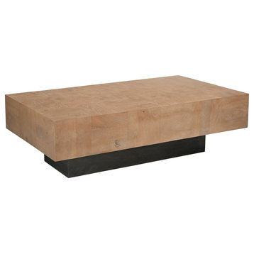 Camilla Solid Wood Coffee Table, Brown, Rectangular