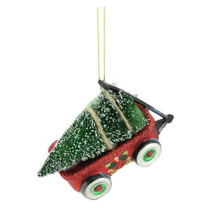 Northlight 4.5/" Red Green Gold Retro Reflector Glass Teardrop Christmas Ornament