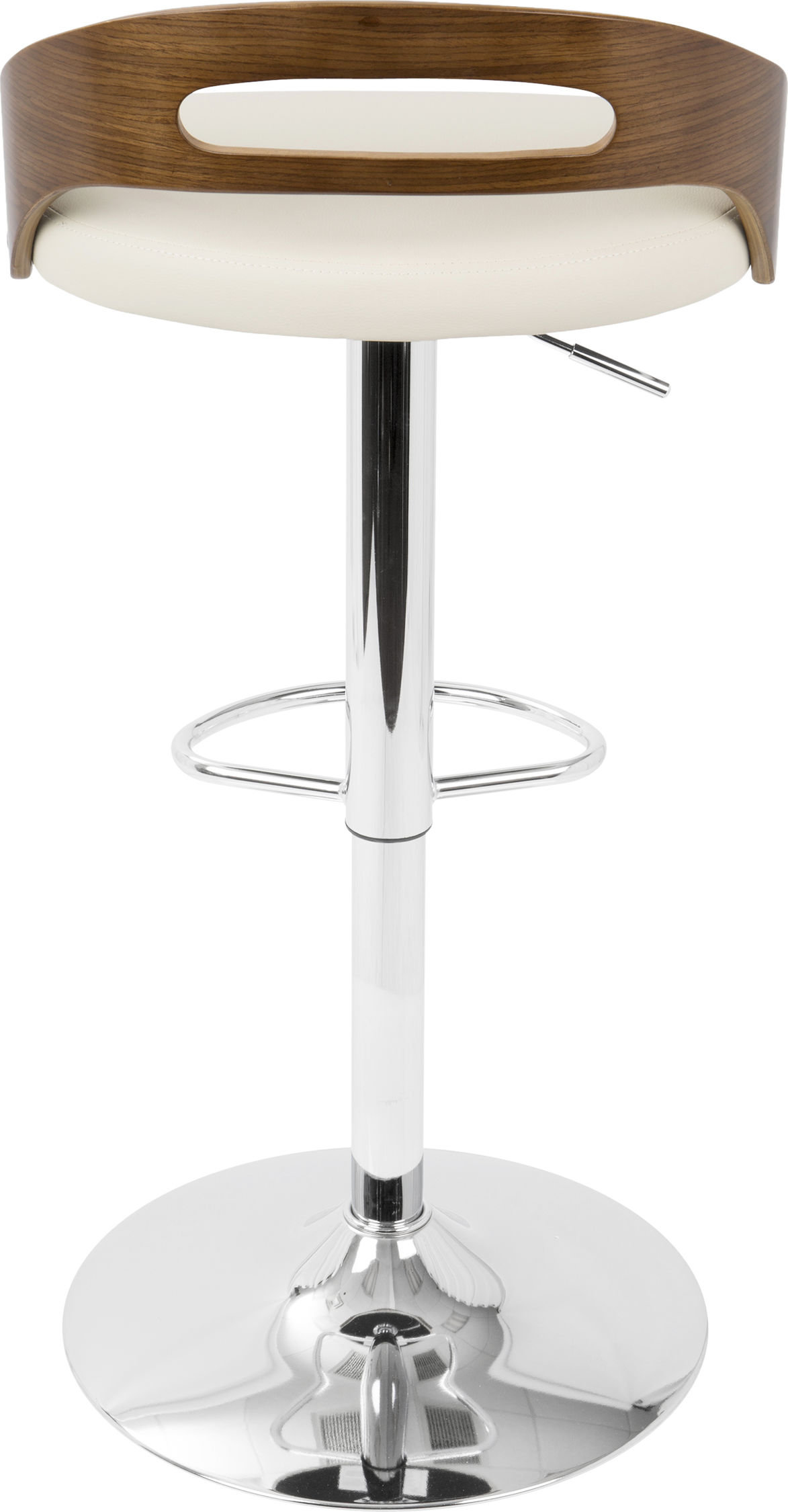 LumiSource Cassis Adjustable Height Barstool With Swivel, Walnut/Cream