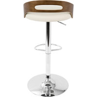 LumiSource Cassis Adjustable Height Barstool With Swivel, Walnut/Cream