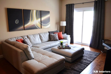 Minimalist open concept family room photo in Other