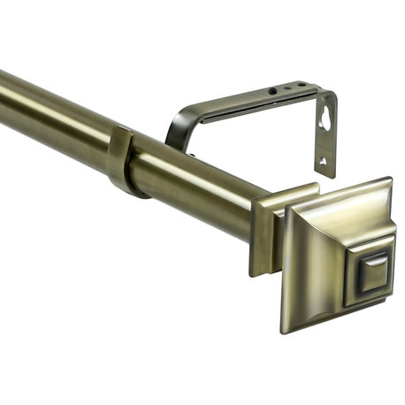 1" Pila Drapery Curtain Rod, Antique Brass, 28"-48"