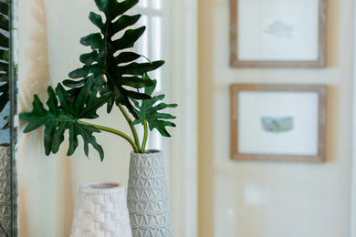 Example of an eclectic family room design in Charlotte