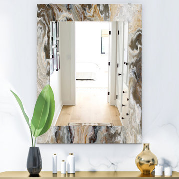 Designart Onyx Detail Composition Midcentury Frameless Wall Mirror, 28x40
