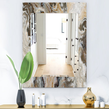 Designart Onyx Detail Composition Midcentury Frameless Wall Mirror, 28x40