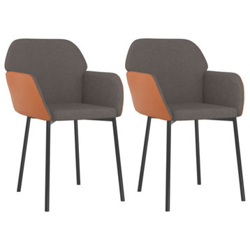 vidaXL Dining Chairs 2 Pcs for Living Room Dark Gray Fabric and Faux Leather