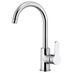 Remer - Chrome Round Vessel Sink Faucet - The Remer Winner vessel sink faucet is a perfect addition to your bathroom sink. Constructed out of high-quality brass in a polished chrome finish, this single hole bathroom faucet features a modern sleek lever handle and has an overall height of 13.2 inches, spout height of 9.6 inches and a spout reach of 6.7 inches.