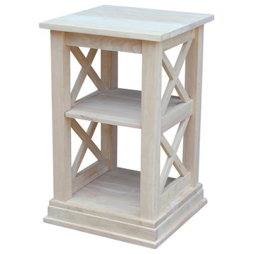 Hampton Accent Table With Shelves, Unfinished