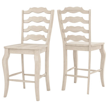 Arbor Hill French Ladder Back Counter Chair, Set of 2, Antique White