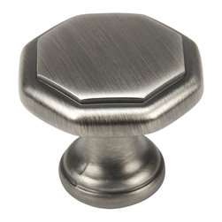 Cosmas - Cosmas 5181AS Antique Silver Cabinet Octagon Knob, 1-1/4" Diameter, Set of 5 - Cabinet And Drawer Knobs