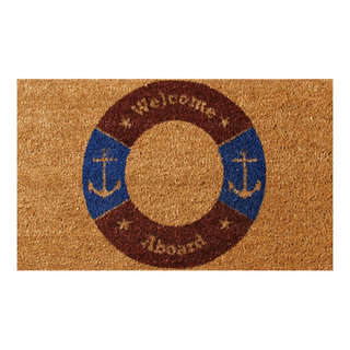 Rubber-Cal Modern Ribbon Script 18 in. x 30 in. Coir Welcome Mat